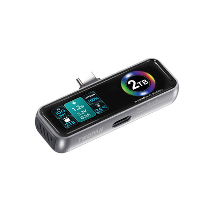 Twopan Portable SSD 2TB with LCD Display Cooling Fan Charging Port Supporting Apple 4K ProRes