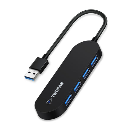 Twopan 4-Port USB 3.0 Hub – Ultra-Slim Multiport Adapter for Laptop, Desktop, Mac, Surface Pro, XPS