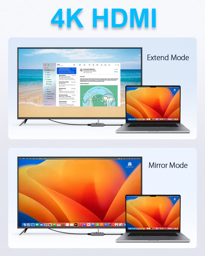 Twopan 5-in-1 USB-C Hub with 4K HDMI & 4 USB 3.0 Ports for Laptop, MacBook Pro/Air, iMac, iPad, Pixelbook, ThinkPad, XPS & USB-C Devices