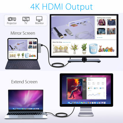 Twopan 4-in-1 USB-C Hub with 4K HDMI, USB-C PD Charging & 3.5mm Audio Jack – Compatible for iPad Pro 2021 M1 (12.9"), iMac 24", MacBook Pro 14"/16" M2 Pro/Max