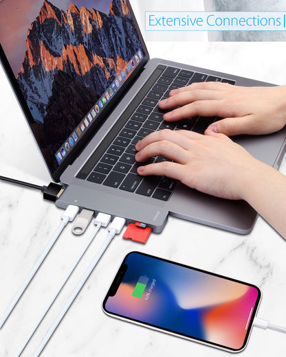 Twopan 7-in-2 USB-C Hub for MacBook Pro & Air 4K HDMI PD Charging, USB 3.0, SD/TF Card Reader