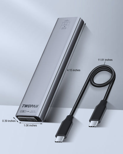 Twopan Aluminum M.2 NVMe & SATA SSD Enclosure Tool-Free USB 3.2 Gen 2 (10Gbps) for 2230/2242/2260/2280, Compatible with iPhone 16/15, MacBook, iMac & More