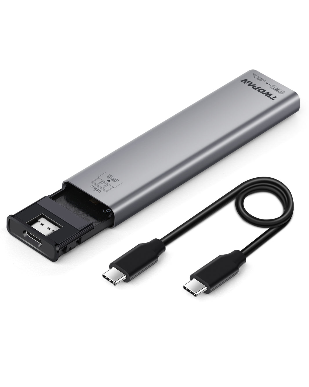 Twopan Aluminum M.2 NVMe & SATA SSD Enclosure Tool-Free USB 3.2 Gen 2 (10Gbps) for 2230/2242/2260/2280, Compatible with iPhone 16/15, MacBook, iMac & More