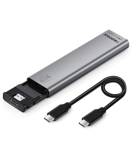 Twopan Aluminum M.2 NVMe & SATA SSD Enclosure Tool-Free USB 3.2 Gen 2 (10Gbps) for 2230/2242/2260/2280, Compatible with iPhone 16/15, MacBook, iMac & More